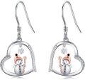 wholesale 925 Sterling Silver Heart-Shaped Snowman Christmas Dangle Earrings Gift for Women-0-0