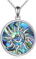 wholesale 925 Sterling Silver Round Abalone Shell Om Symbol Pendant Necklace-0-0
