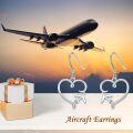 wholesale 925 Sterling Silver Heart Airplane Dripping Oil Earrings for Women World Travel Flight Best Gifts for Her (heart)-0-5