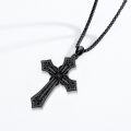 wholesale  Black Gothic Cross Necklace with Floral Design and Virgin Mary Centerpiece for Men & Women - Religious s-0-1