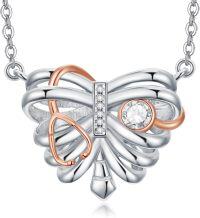 wholesale Sterling Silver 12 Birthstones Doctor Nurse Necklace Stethoscope Rib Cage Pendant Medical Skull Jewelry for Women-01-04-Rib Cage Stethoscope-Apr.