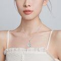 wholesale 925 Sterling Silver Blue Crystal Heart Fox Pendant Necklace-0-2