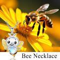 wholesale 925 Sterling Silver Heart-Shaped Moonstone Bee Pendant Necklace-0-3