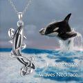 wholesale 925 Sterling Silver Black Onyx Whale Ocean Wave Pendant Necklace-0-1