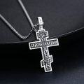 wholesale 925 Sterling Silver Crucifix Pendant Necklace with Black Onyx Stone for Men & Women-0-2