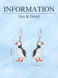 wholesale 925 Sterling Silver Puffin Shape Enamel Leverback Drop Earrings Gift for Women-0-5