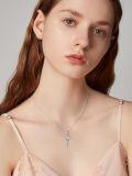 wholesale 925 Sterling Silver Red Cardinal Bird Cross Pendant Necklace For Women-0-2