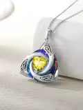 TOUPOP Sterling Silver Crystal Celtic Birthstone Trinity Knot Pendant Necklace-0-1