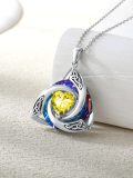 TOUPOP Sterling Silver Crystal Celtic Birthstone Trinity Knot Pendant Necklace-0-1