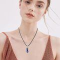 wholesale 925 Sterling Silver Skull With Blue Lapis Lazuli Crystal Pendant Necklace-0-2