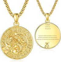 wholesale  Sterling Silver Zodiac Necklace for Men 12 Constellation Horoscope Pendant Birthday Father s Day Gift -Capricorn Gold-Gold-Capricorn