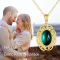 wholesale 14K Yellow Gold Sterling Silver Oval Emerald Pendant Celtic Knot Necklace-0-5