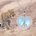 wholesale 925 Sterling Silver Heart-Shaped Leopard in Celtic Knot Design Moonstone Pendant Necklace for Women-0-5