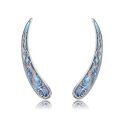 wholesale 925 Sterling Silver Opal Inlay Wave Design Ear Crawlers Vintage Earrings Gift for Women-0-0