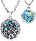 wholesale 925 Sterling Silver Abalone Shell Saint Christopher Protect Us Pendant Necklaces for Men & Women-0-0