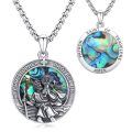wholesale 925 Sterling Silver Abalone Shell Saint Christopher Protect Us Pendant Necklaces for Men & Women-0-0