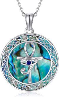 wholesale 925 Sterling Silver Abalone Shell Eye Of Horus Ankh Cross Pendant Necklace for Women's Gifts-ankh 1
