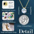 wholesale 14K Gold & 1ct Lab Emerald Round Birthstone Pendant Necklace, 6.5mm Flower Design, 16+1 Adjustable Chain, Gift Box-0-2