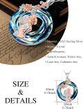 wholesale 925 Sterling Silver Mother Daughter Pendant Necklaces with Blue Crystal and Roses Gifts for Mom Wife Sisters Jewelry-0-4