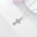 wholesale Gold 925 Sterling Silver Natural Cubic Zirconia Celtic Cross Irish Knot Pendant Necklace-0-15