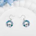 wholesale 925 Sterling Silver 925 Cow Dangle Earrings w/Blue Crystal & Leaf Design for Women-0-4