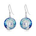 TOUPOP Sterling Silver Blue Crystal Evil Eye Hamsa Tree Of Life Dangle Earrings-0-0