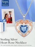 wholesale 925 Sterling Silver Heart Rose Pendant Necklace With 12 Birthstone Jewelry Birthday Anniversary Mothers Day Christmas Gifts For Her Wife Girlfriend Mom -0-3