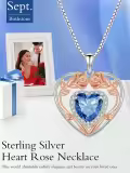 TOUPOP 925 Sterling Silver 12 Birthstone Heart Rose Pendant Necklace-0-3