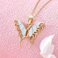 wholesale 14K Gold Blue Opal Butterfly Necklace - Symbol of Luck, Freedom & Beauty, Delicate Filigree, Gift for Her-0-2