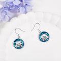 wholesale 925 Sterling Silver Round Crystal Dangle Earring with Sleeping Raccoon Charm for Women-0-3