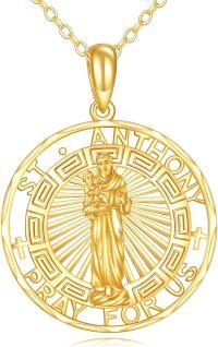 wholesale 14K Gold Saint Anthony Religious Protection Pendant Necklace for Men & Women-K-St Anthony Necklace