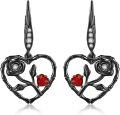 wholesale 925 Sterling Silver Red Heart & Black Rose Infinity Dangle Earrings  for Women-0-0