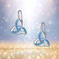 wholesale 925 Sterling Silver Blue Opal Triquetra Drop Earrings with Celtic Design-0-5