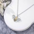 wholesale 925 Sterling Silver Gold-Plated Crystal Bee Honeycomb Pendant Necklace-0-1