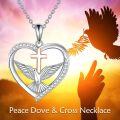 wholesale 925 Sterling Silver Heart Dove Cross Pendant Necklace s for Women Lovers-0-5