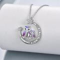 wholesale 925 Sterling Silver Purple Enamel Owl & Stars Pendant Necklaces Never Give Up Inspiring Gifts for Her-0-1