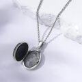 wholesale 925 Sterling Silver Oval Opal Vintage Filigree Flower Photo Locket Pendant Necklace Gifts for Women-0-2