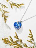 TOUPOP Sterling Silver & Blue Crystal Cat Heart Pendant Necklace-0-3