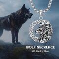 wholesale 925 Sterling Silver Celtic Knot Norse Wolf Head Necklace Viking s for Men & Women -0-4
