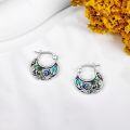 wholesale 925 Sterling Silver Abalone Shell Floral Hoop Earrings - Trendy Birthday Gifts for Her-0-1