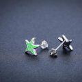wholesale 925 Sterling Silver Green Opal Starfish Stud Earrings - Ocean Beach  for Women & Girls-0-5