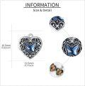 wholesale 925 Sterling Silver 925 Blue Butterfly Heart Locket Necklace with Picture Frames - Gifts for Women and Girls Jewelry Accessory-0-4