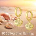wholesale Gold Shell Drop Huggie Hoop Earrings for Women 925 Sterling Silver Minimalist  Idea-0-4