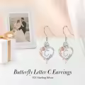 TOUPOP Sterling Silver Rose Heart Butterfly Initial C Letter Drop Dangle Earrings-0-2