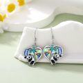 wholesale 925 Sterling Silver Panda Heart Abalone Shell Drop Earrings for Women-0-4