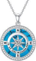 wholesale TOUPOP Birthstone Necklace Sterling Silver I'd Be Lost Without You Compass Pendant Necklaces With Crystal Women Birthday Anniversary Christmas Jewelry Gifts For Her Wife Grilfriend Mom Daughter -0-0