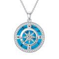 TOUPOP Sterling Silver Crystal Birthstone Compass I'd Be Lost Without You Pendant Necklace-0-0