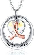wholesale 925 Sterling Silver Heart-Shaped Pendant with Pink Ribbon and Yellow Crystal Survivor Necklace for Breast Cancer Awareness Gifts-0-0