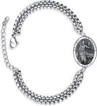 wholesale 925 Sterling Silver Saint Francis of Assisi Medal Charm Bracelet with Extender Chain for Men Women Boys Girls (9-13)-Saint Francis