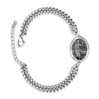 wholesale 925 Sterling Silver Saint Francis of Assisi Medal Charm Bracelet with Extender Chain for Men Women Boys Girls (9-13)-Saint Francis